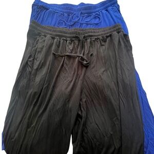 Zerdocean Womens 2PK Plus Size 2X Modal Lounge Pants Blue Black Cropped Joggers